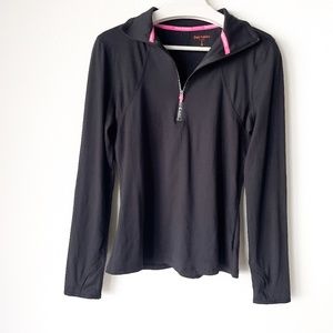 JUICY COUTURE SPORT Shirt Long Sleeve Half Zip Quick Dry Top Black & Pink Size M